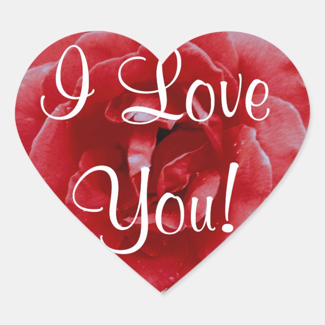 Stickers - Coeur - Rose rouge rouge "Je t'aime" (Devant)