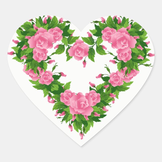 Stickers Coeur-Roses Rose (Devant)