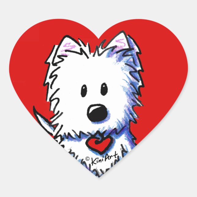 Stickers Coeur Rouge KiniArt Westie (Devant)