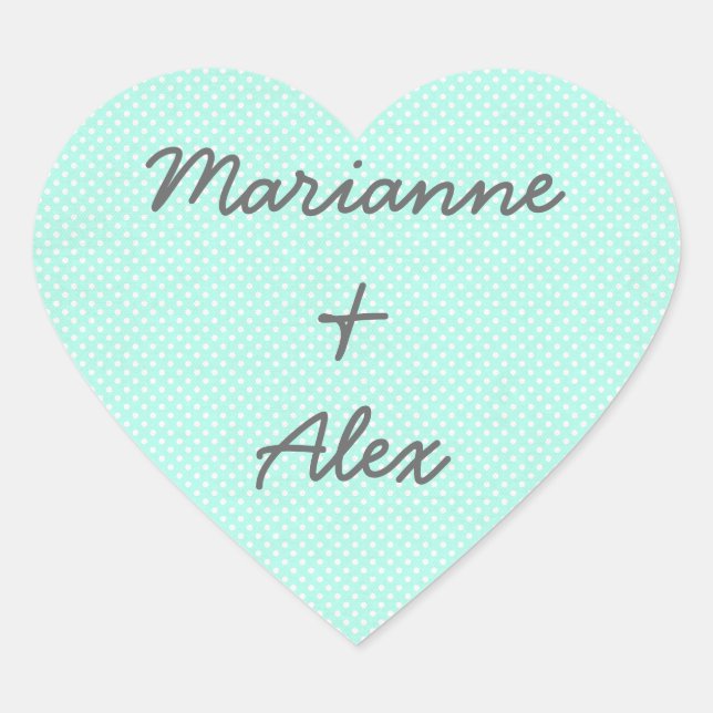 Stickers Coeur turquoise Couples Faveurs de mariag (Devant)