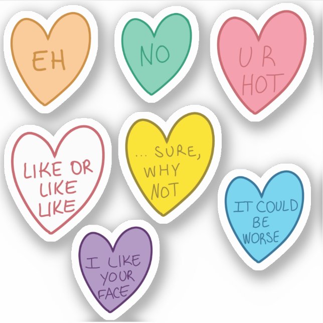 Stickers Coeurs de bonbons amusants (Devant)