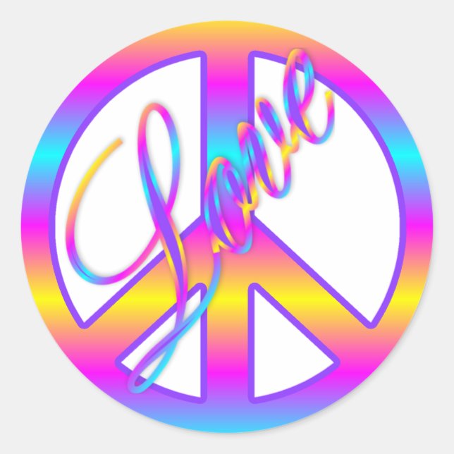 Stickers Colorée Love and Peace (Devant)