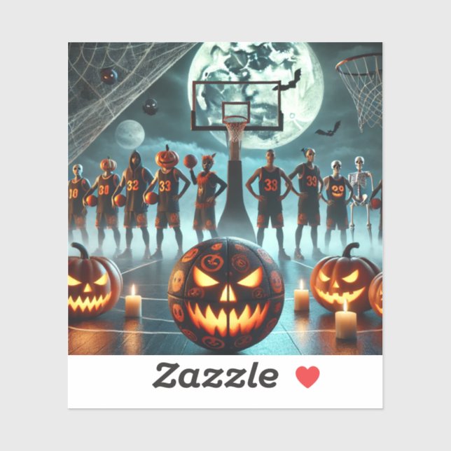 Stickers conçus pour Halloween mixé par basket-bal (Feuille)
