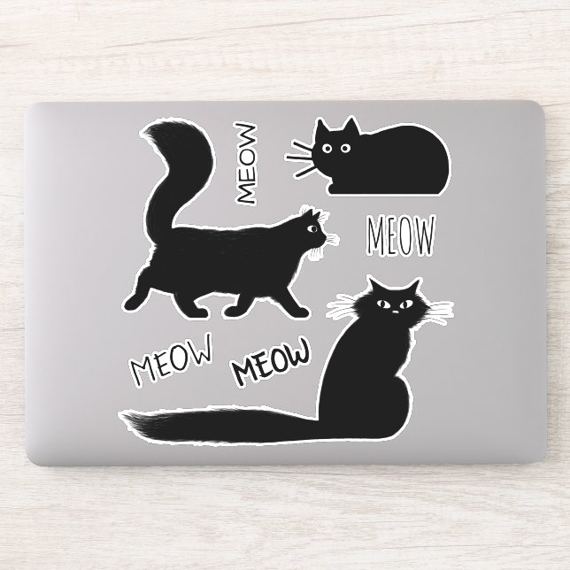Stickers cool Black Kitty Cats Meow Meow Vinyl (Ordinateur)