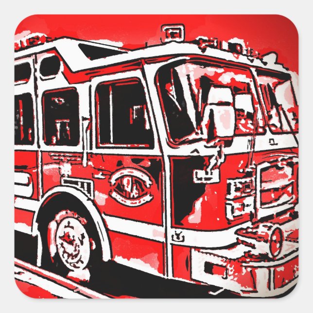 Stickers cool de fête d'anniversaire du camion-feu (Devant)