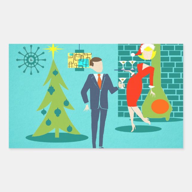 Stickers Couple Cartoon Retro Holiday (Devant)