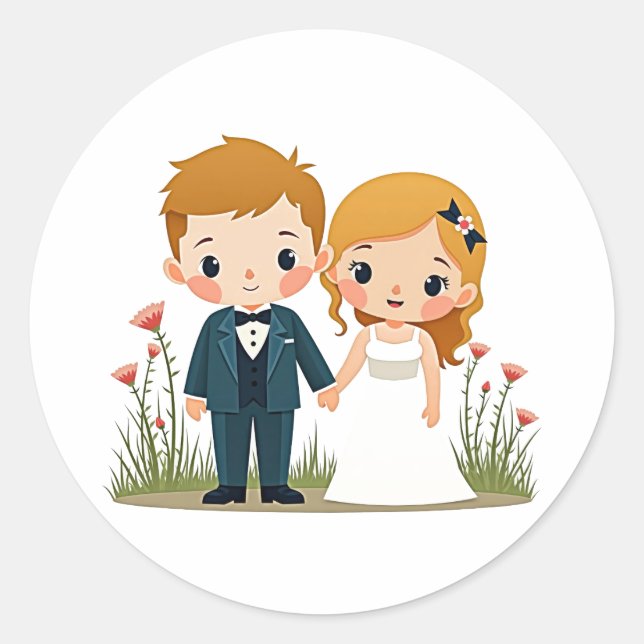Stickers Couple du jour du mariage (Devant)