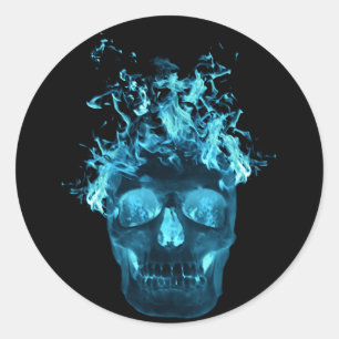 Stickers crâne à flammes bleues