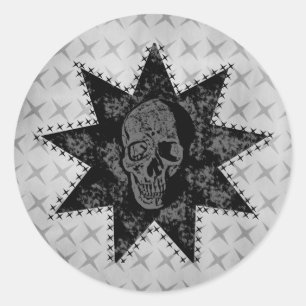 Stickers crâne punk, noir et gris