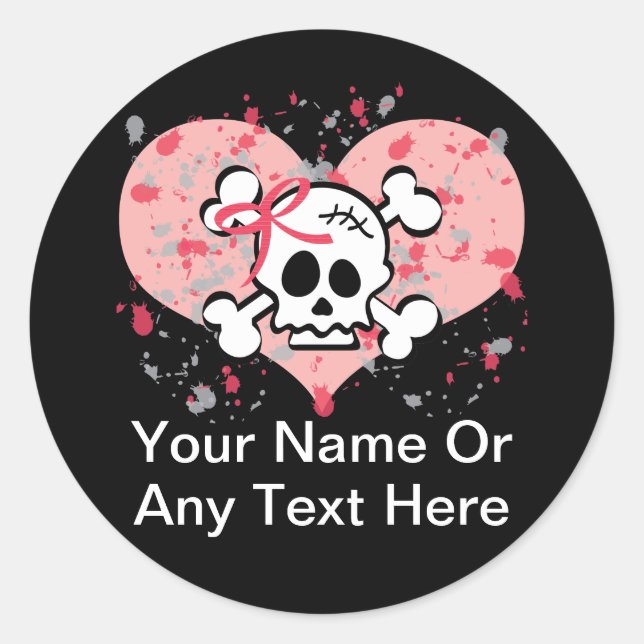 Stickers crâne rose personnalisé (Devant)