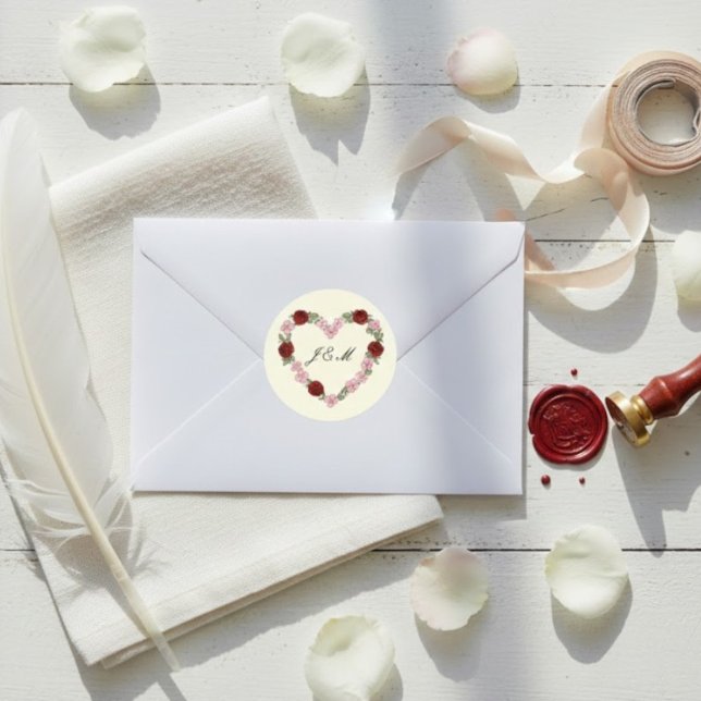 Stickers Cream Rose Heart Wedding Initial (Von Creator hochgeladen)