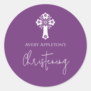 Stickers Croix Florale Christening Sweet Plum