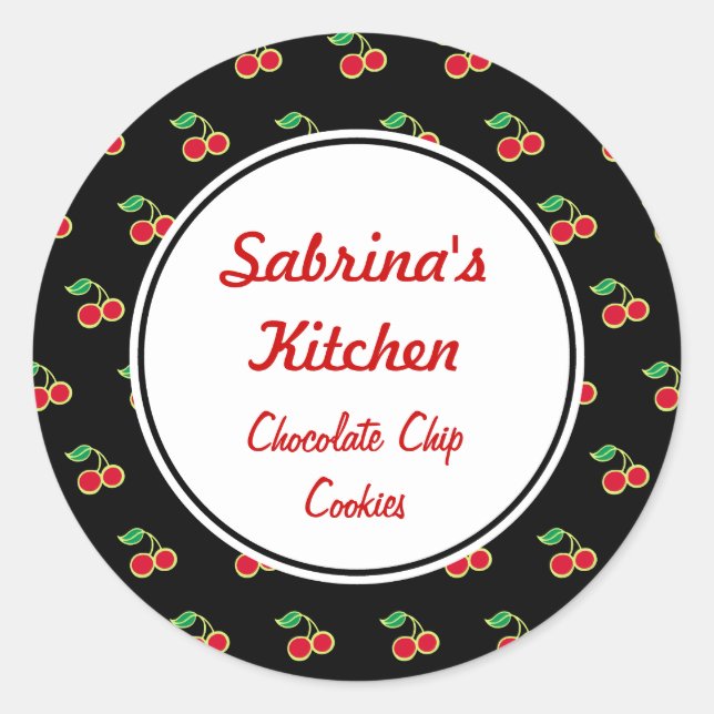 Stickers cuisine cerise noire (Devant)