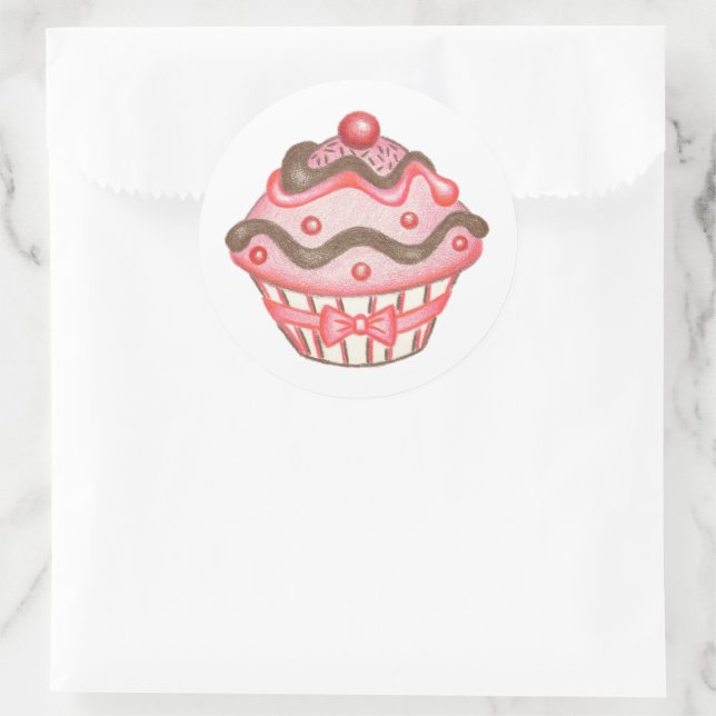 Stickers Cupcake rose (Sac)