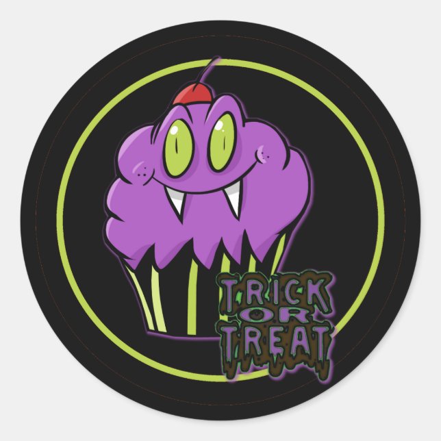 Stickers Cupcake Vampire mignon Halloween (Devant)