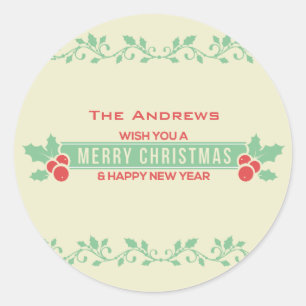 Stickers Customisés de Noël Rouge et Menthe