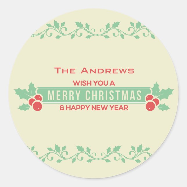 Stickers Customisés de Noël Rouge et Menthe (Devant)