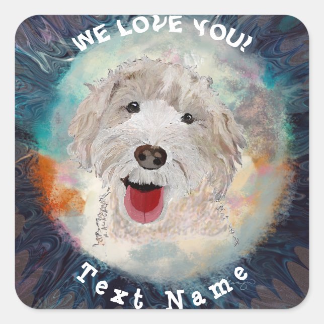Stickers Cute Labradooda Chien & Texte (Devant)