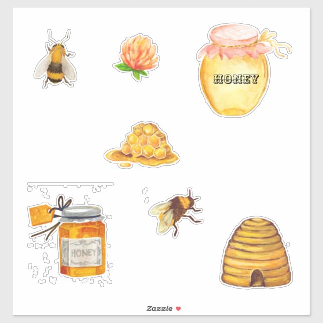 Stickers d'abeilles miel (Feuille)