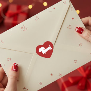 Stickers Dachshund Red Heart Enveloppe Phoques