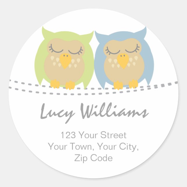 Stickers d'adresse de hibou personnalisée (Devant)