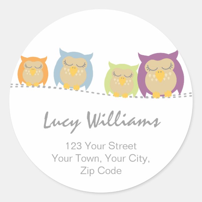 Stickers d'adresse de hibou personnalisée (Devant)