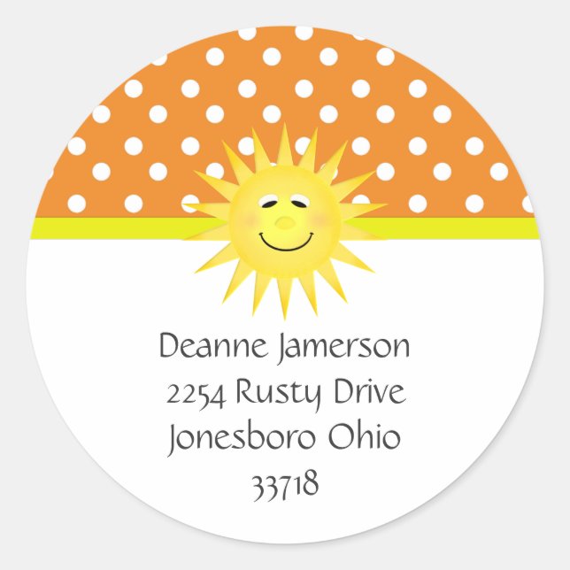 Stickers d'adresse de point de polka et de soleil (Devant)