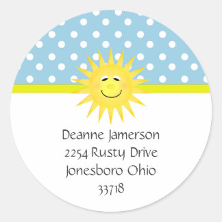 Stickers d'adresse de point de polka et de soleil