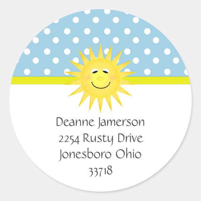 Stickers d'adresse de point de polka et de soleil (Devant)