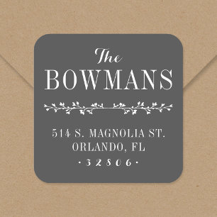 Stickers d'adresse de retour de monogramme familia