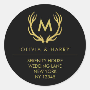 Stickers d'adresse de retour du Mariage Monogramme