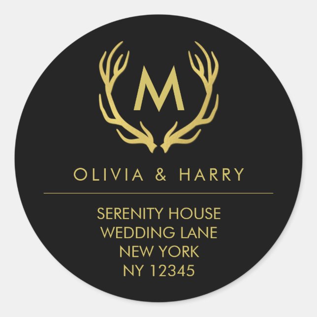 Stickers d'adresse de retour du Mariage Monogramme (Devant)