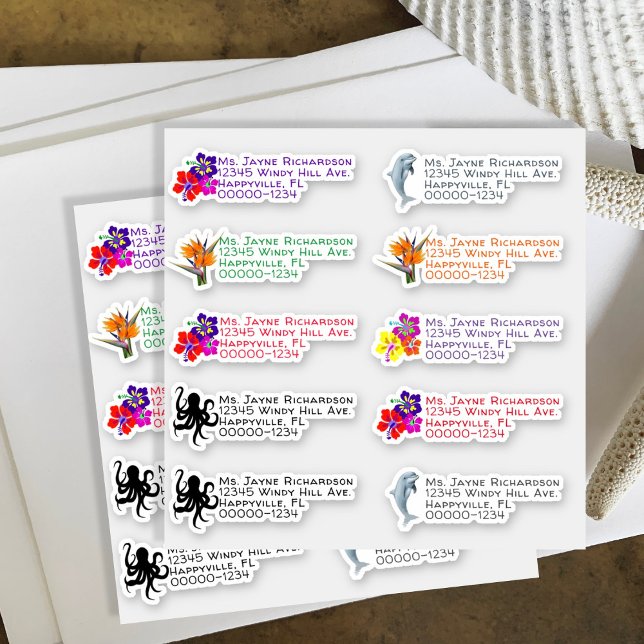 Stickers d'adresse de retour en forme de fleur de  (Créateur téléchargé)