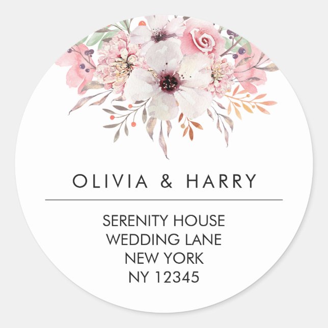 Stickers d'adresse de retour Rustic Floral Mariage (Devant)