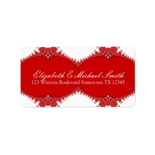 Stickers d'adresse en dentelle rouge blanc Étiquet (Devant)