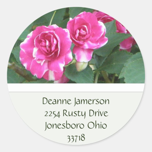 Stickers d'adresses florales PInk (Devant)