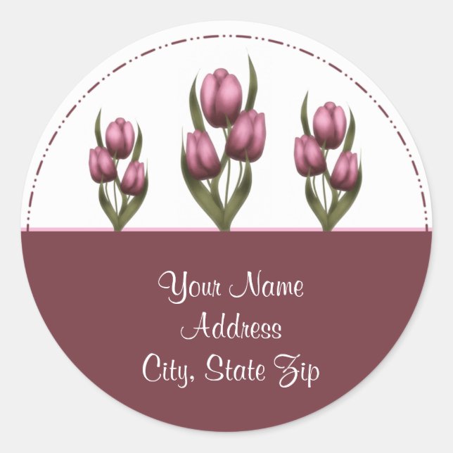 Stickers d'adresses Tulipes roses (Devant)