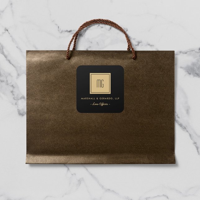 Stickers d'affaires Monogramme Or et Noir (Créateur téléchargé)