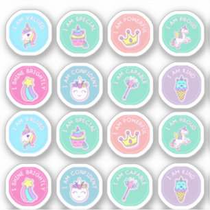 Stickers d'affirmation étudiante colorée