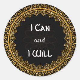 Stickers d'Affirmation Mandala Gold 'I Can, I WIll
