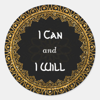 Stickers d'Affirmation Mandala Gold 'I Can, I WIll