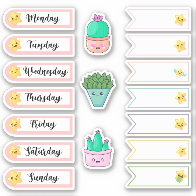 Stickers Daily Kawaii Star pour les planificateurs (Devant)