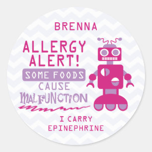 Stickers d'alerte d'allergie alimentaire Robot ros