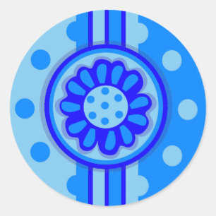 Stickers d'alimentation à fleurs bleues (ronds)