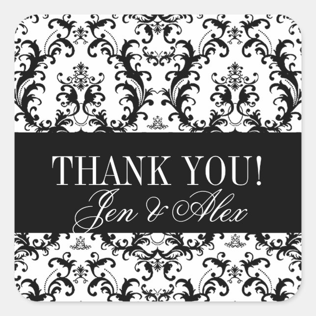 Stickers Damask Merci Wedding Favoriser (Devant)