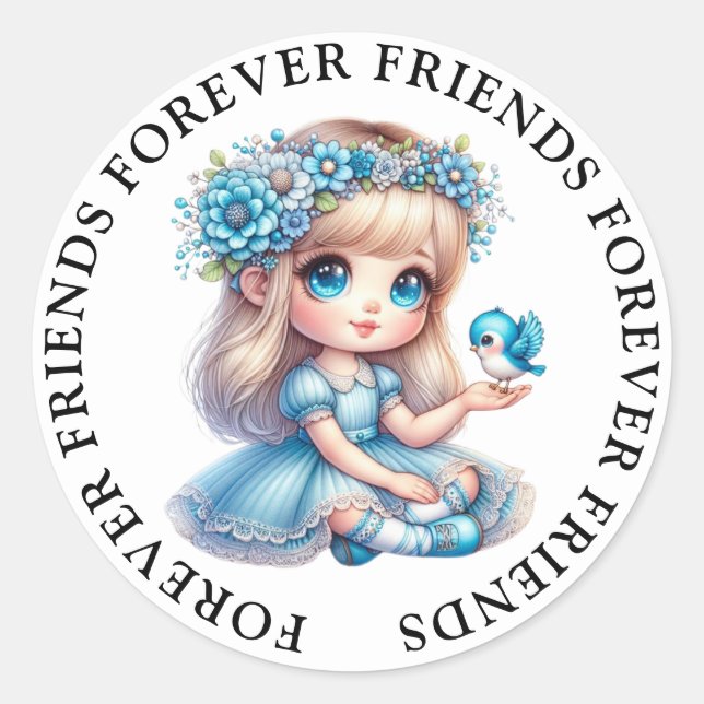 Stickers d'amitié fille mignonne (Devant)