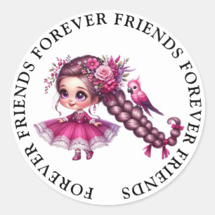 Stickers d'amitié fille mignonne