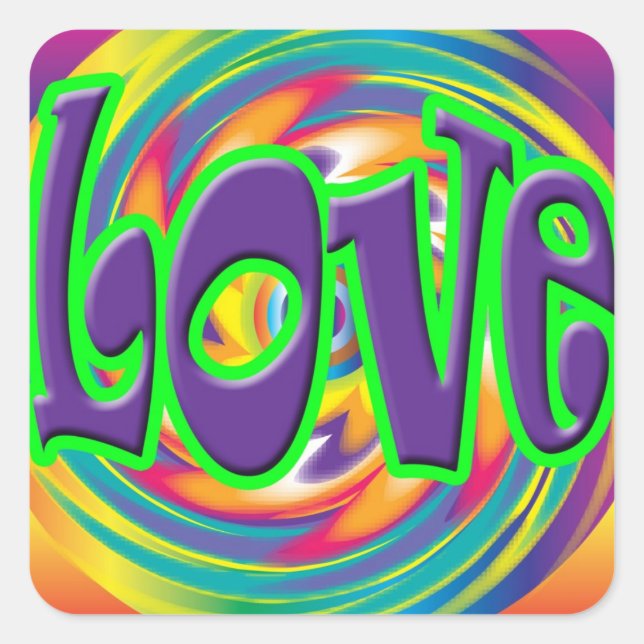 Stickers d'amour psychédélique hippie (Devant)