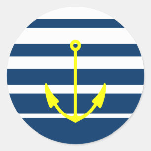 stickers d'ancre jaune avec rayures bleues et blan