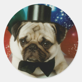 Stickers d'anniversaire carlin Tophat